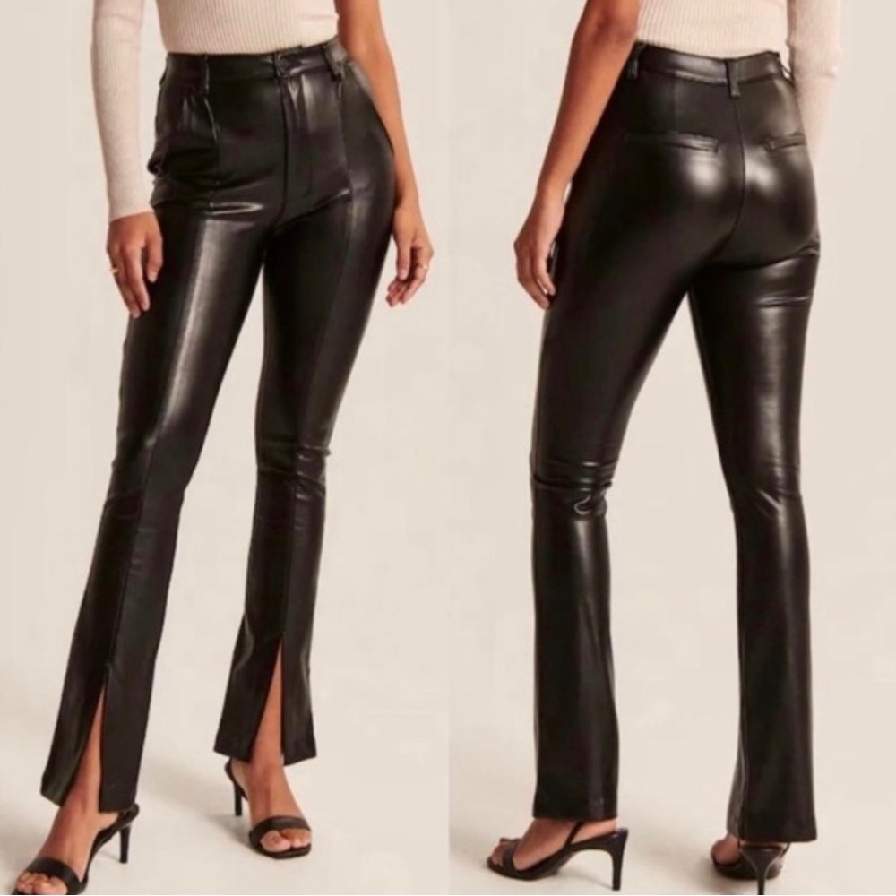 Abercrombie Skinny Ultra High Rise Leather Split Hem Pants